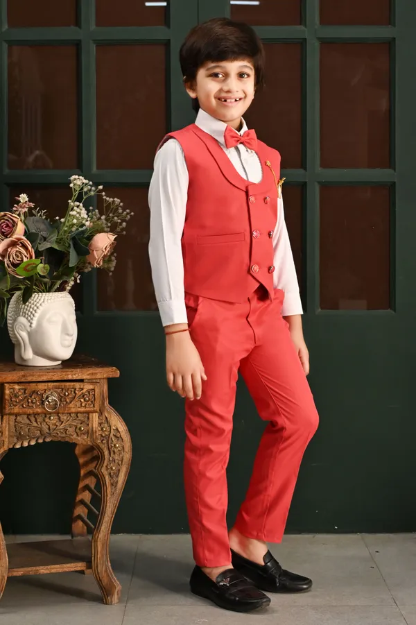 Red_Cotton_Blend_Piece_Suit_Set:_Shirt,_Pants,_And_Waistcoat_Solid_For_Boys