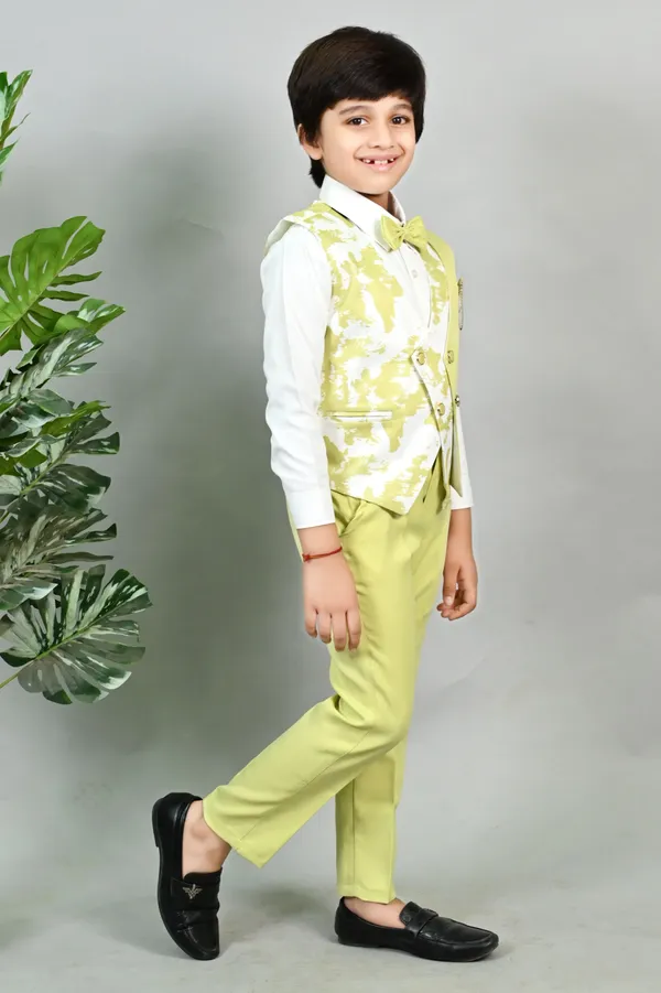 Green_Polycotton_3_Piece_Suit_Set:_Shirt,_Pants,_And_Waistcoat_Printed_For_Boys