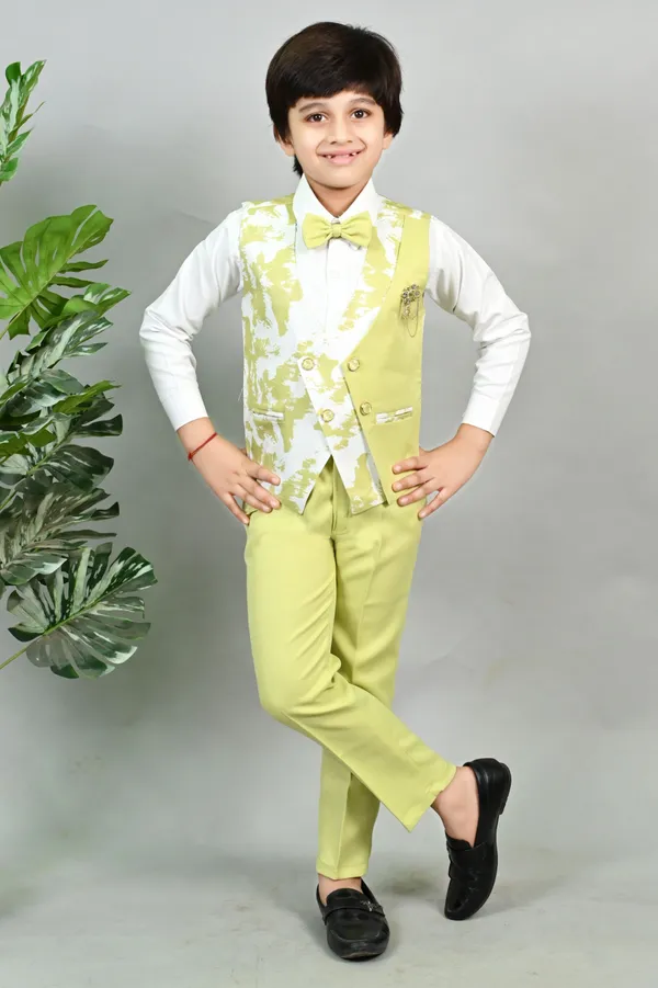 Green_Polycotton_3_Piece_Suit_Set:_Shirt,_Pants,_And_Waistcoat_Printed_For_Boys