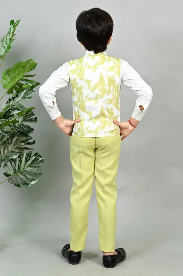 Green_Polycotton_3_Piece_Suit_Set:_Shirt,_Pants,_And_Waistcoat_Printed_For_Boys