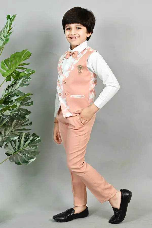 Pink_Polycotton_3_Piece_Suit_Set:_Shirt,_Pants,_And_Waistcoat_Printed_For_Boys