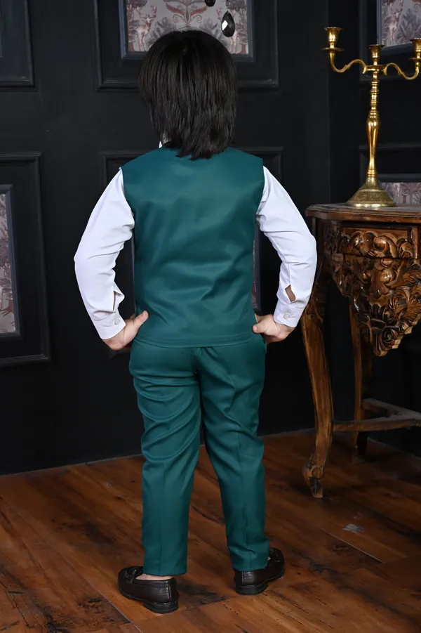 Dark_Green_Cotton_Blend_3_Piece_Suit_Set:_Shirt,_Pants,_And_Waistcoat_Solid_For_Boys