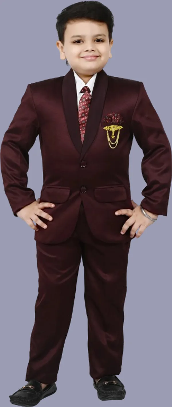 Maroon_Silk_Blend_Bt_Dezines_Coat_Pant_Suit_Set:_Shirt,_Pants,_Coat,_And_Tie_For_Kids_Solid_For_Boys
