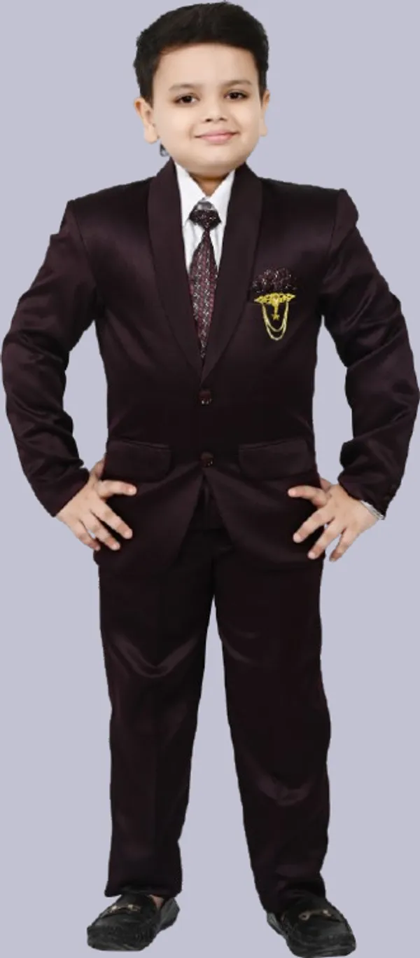 Brown_Silk_Blend_Bt_Dezines_Coat_Pant_Suit_Set:_Shirt,_Pants,_Coat,_And_Tie_For_Kids_Solid_For_Boys