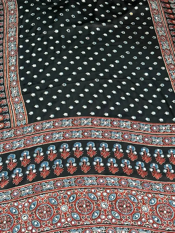 Tranding_Black_Lotus_Mirror_Work__Modal_Silk_Saree_For_Women.