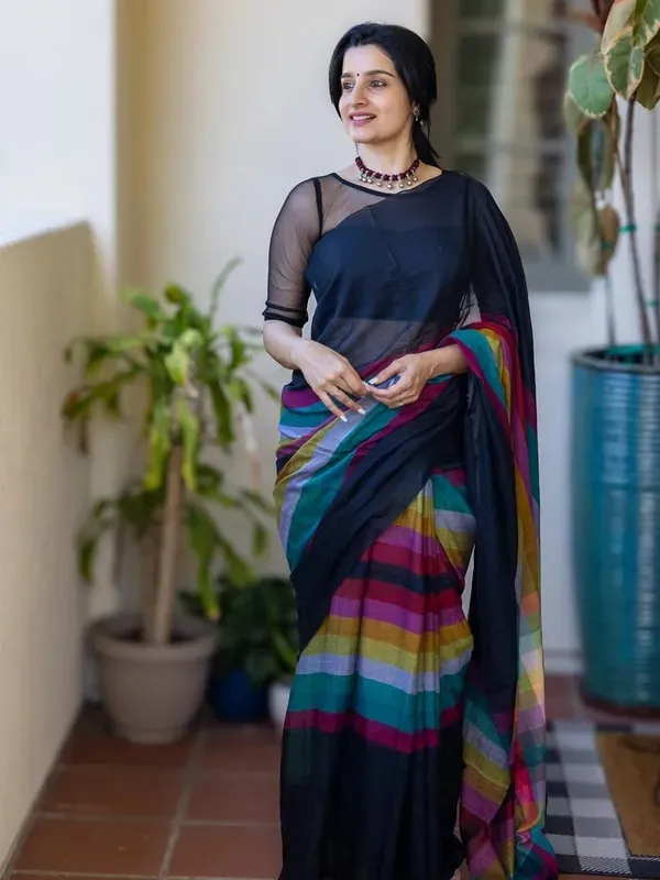 new_rembo_linen_multi_colour_saree_with_blouse.