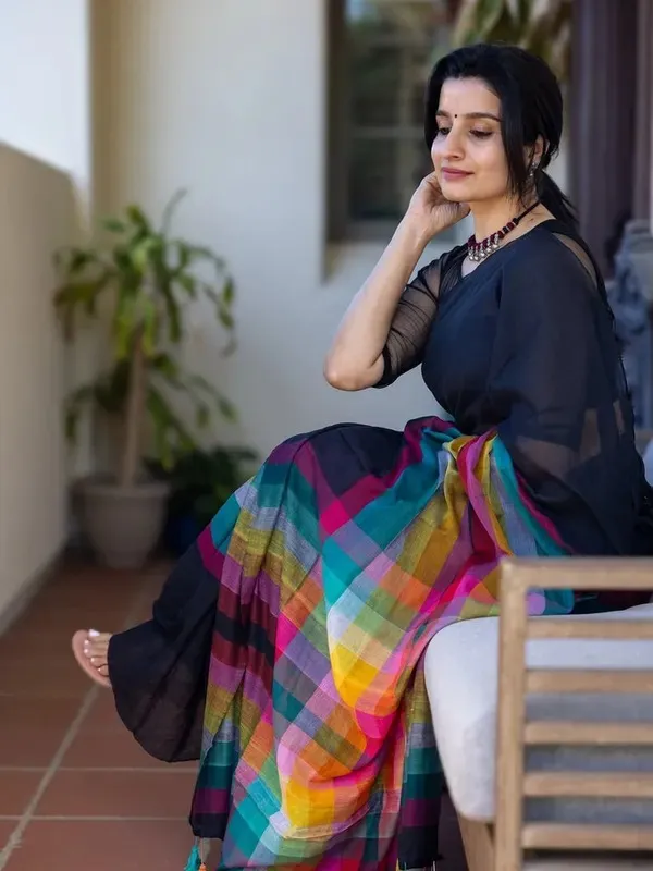 new_rembo_linen_multi_colour_saree_with_blouse.