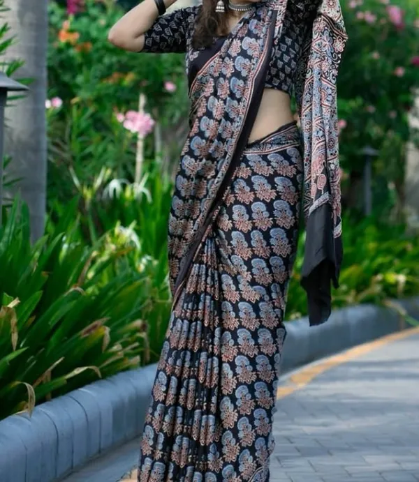 Black_Ajrakh_Printed_Soft_Gaji_Silk_Natural_Print_Saree_For_Women