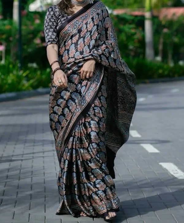 Black_Ajrakh_Printed_Soft_Gaji_Silk_Natural_Print_Saree_For_Women