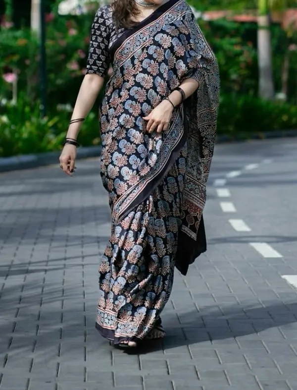 Black_Ajrakh_Printed_Soft_Gaji_Silk_Natural_Print_Saree_For_Women