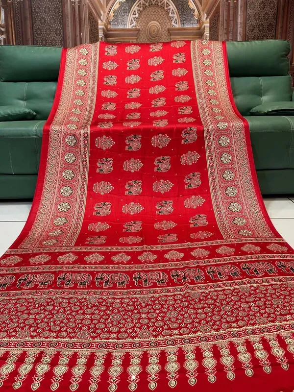 Trending_Collection_Soft_Silk_Gajji_Bandhej_Mirror_Work_Saree.