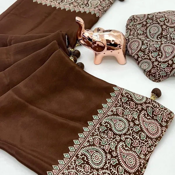 Coffee_Soft_Modal_Silk_Natural_Ajrakh_Printed_Saree_with_Unstitched_Blouse_For_Women