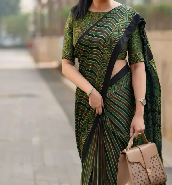 Dark_Forest_Green_sareeAjrakh_Printed_Soft_Gaji_Silk_Natural_Print_Saree_For_Women