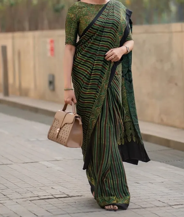 Dark_Forest_Green_sareeAjrakh_Printed_Soft_Gaji_Silk_Natural_Print_Saree_For_Women