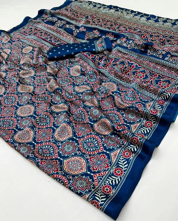 Indigo_Morpich__Ajrakh_Printed_Soft_Modal_Silk_Natural_Print_Saree_For_Women