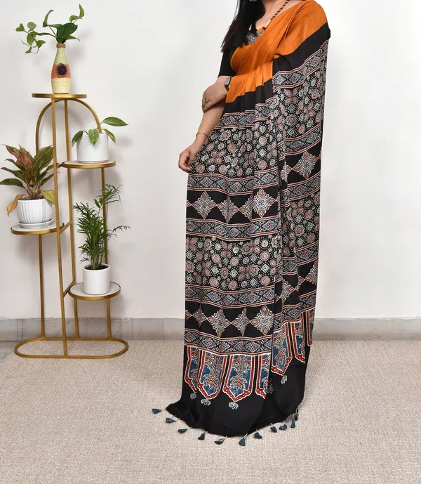 Mustered_Plain__Digital_Print_Modal_Silk_Saree