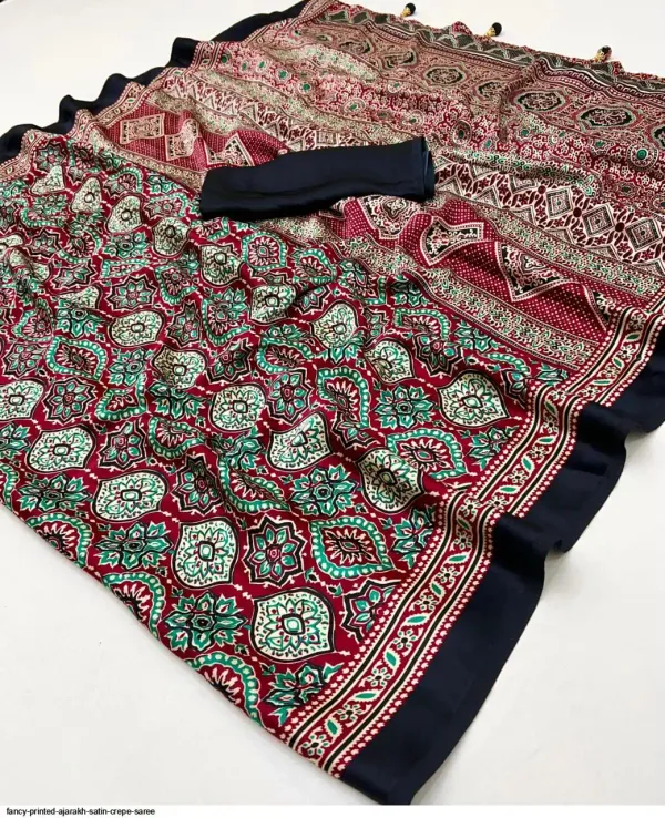Luxurious_Maroon_Ajrakh_Printed_Soft_Modal_Silk_Natural_Print_Saree_