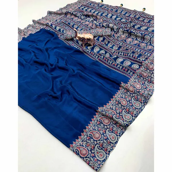 Navy_Blue_Soft_Modal_Silk_Natural_Ajrakh_Printed_Saree_with_Unstitched_Blouse_For_Women