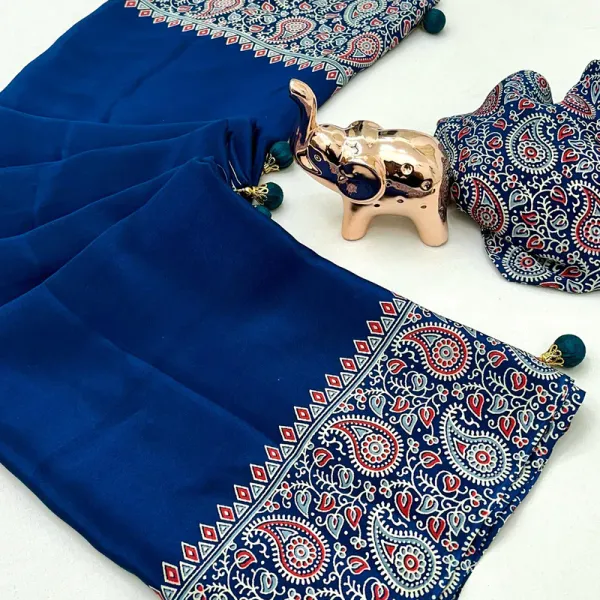 Navy_Blue_Soft_Modal_Silk_Natural_Ajrakh_Printed_Saree_with_Unstitched_Blouse_For_Women
