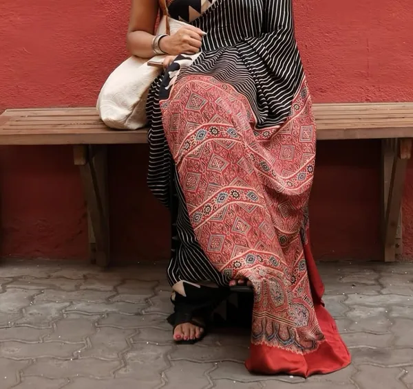 Red_Ajrakh_Semi_Gajji_Modal_Silk_Saree__For_Women