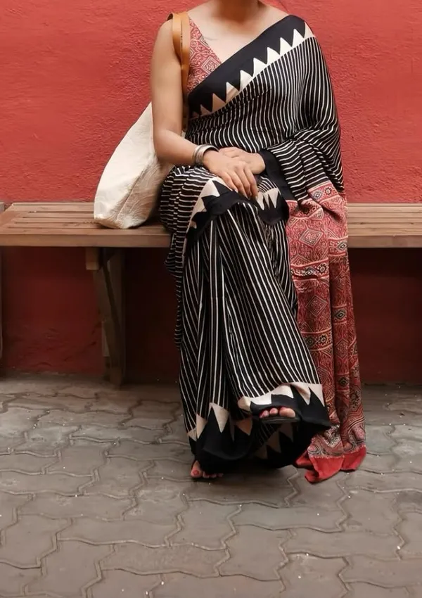 Red_Ajrakh_Semi_Gajji_Modal_Silk_Saree__For_Women