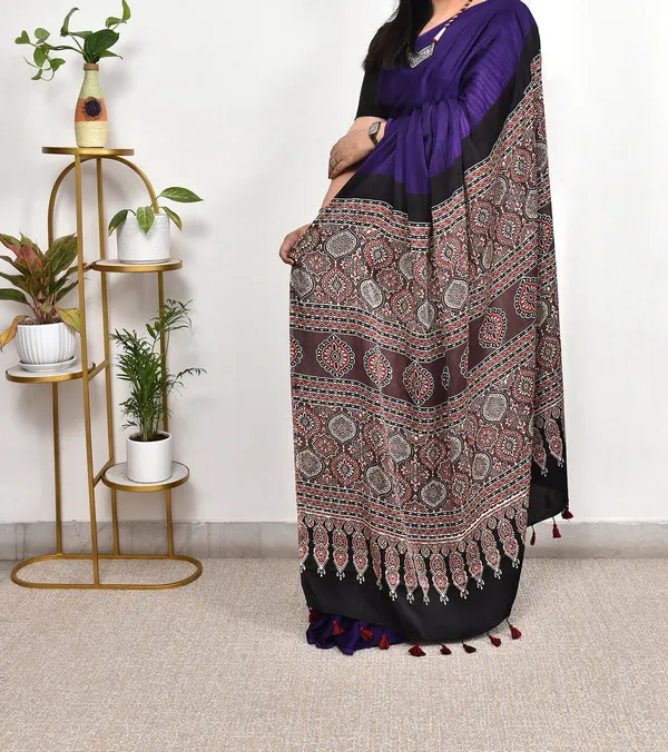 Soft_Silk_Striped_with_Ajrakh_Hand_Block_Printed_Daily_To_Wear_Saree