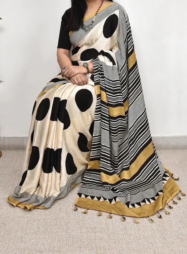 Yellow_And_Cream_Ajrakh_Printed_Soft_Gaji_Silk_Natural_Print_Saree_For_Women