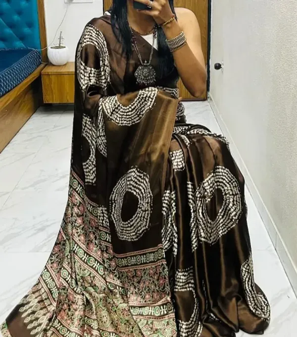 Designer_Ajrakh_Butta_Coffy_Modal_Silk_Saree_With_Blouse.