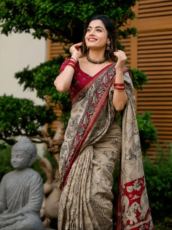 New_Red_Mgalkari_Mul_Cottone_saree_And_Deginer_Palu.