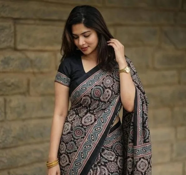 Black_Ajrakh_Printed_Soft_Gaji_Silk_Natural_Print_Saree_For_Women.