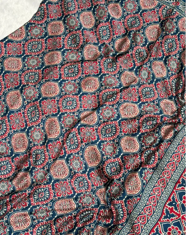 Indigo_Morpich__Ajrakh_Printed_Soft_Modal_Silk_Natural_Print_Saree_For_Women