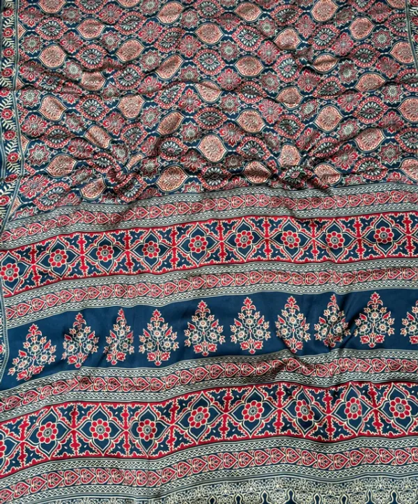 Indigo_Morpich__Ajrakh_Printed_Soft_Modal_Silk_Natural_Print_Saree_For_Women