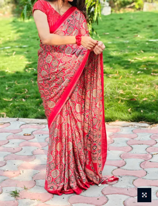 Red_Ajrakh_Printed_Soft_Modal_Silk_Natural_Print_Saree_For_Women