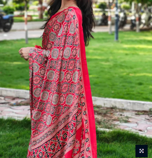 Red_Ajrakh_Printed_Soft_Modal_Silk_Natural_Print_Saree_For_Women