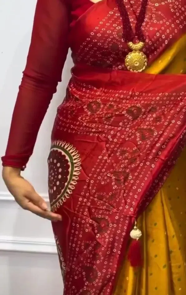 Trending_Mustard_and_Red_Bandhani_Saree_With_Designer_Palu_For_Women.
