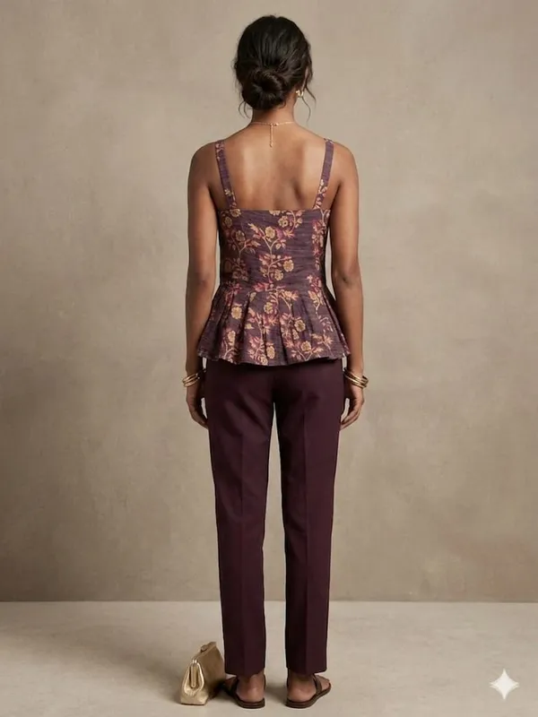 BROWN_GEORGETTE_PEPLUM_TOP