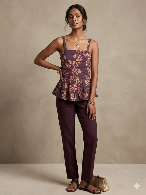 BROWN_GEORGETTE_PEPLUM_TOP