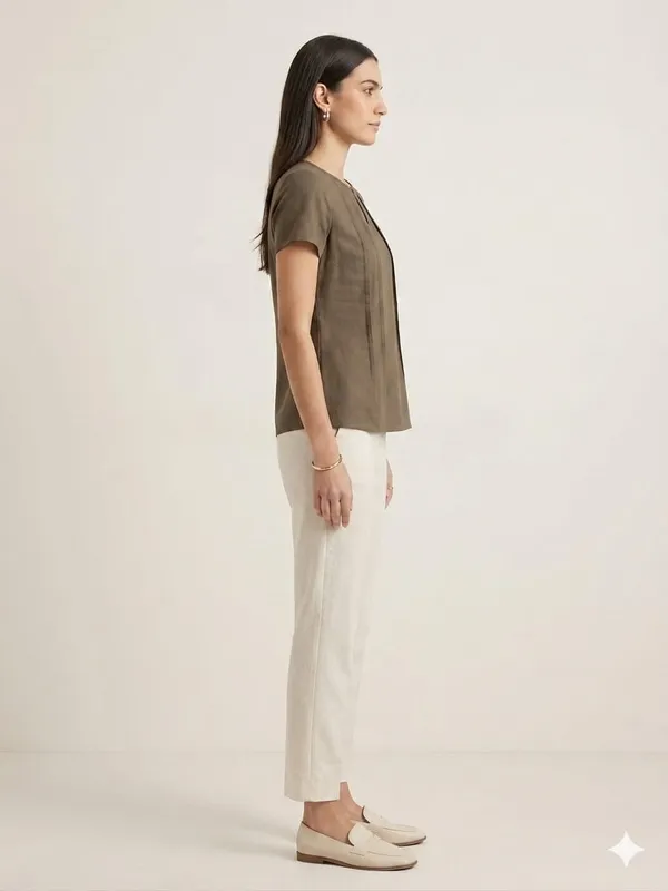 GREEN_CREPE_SHORT_TOP