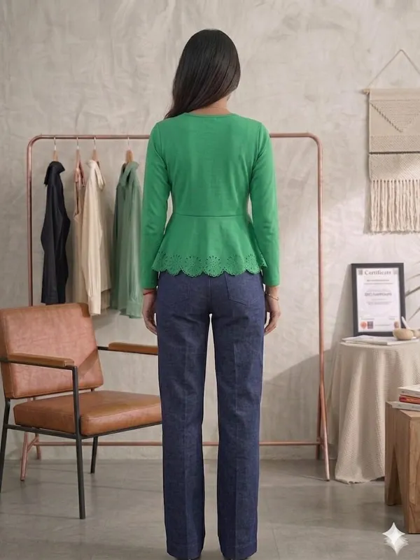 GREEN_LYCRA_PEPLUM_TOP_