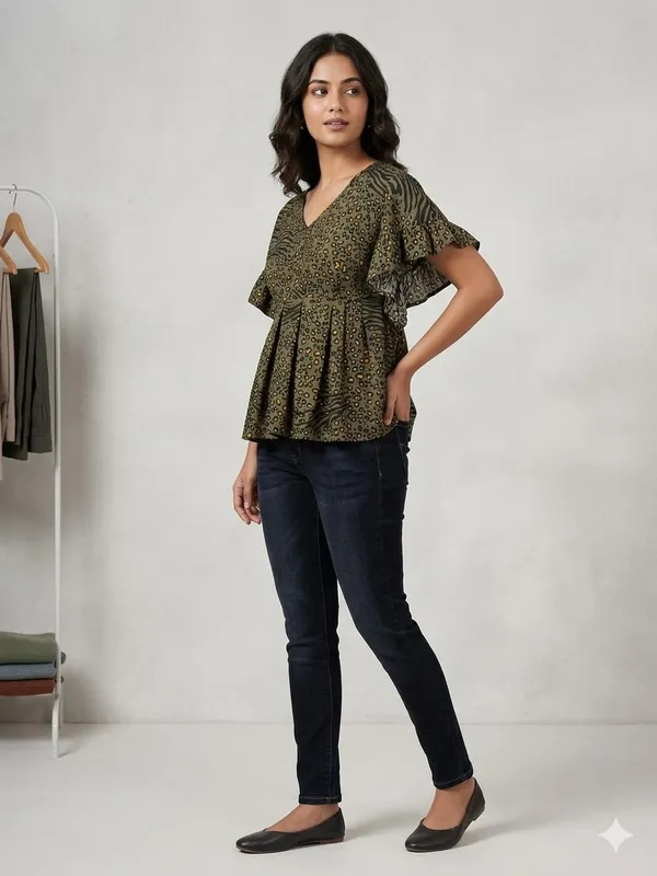 MULTI_COLOUR_CREPE_PEPLUM_TOP