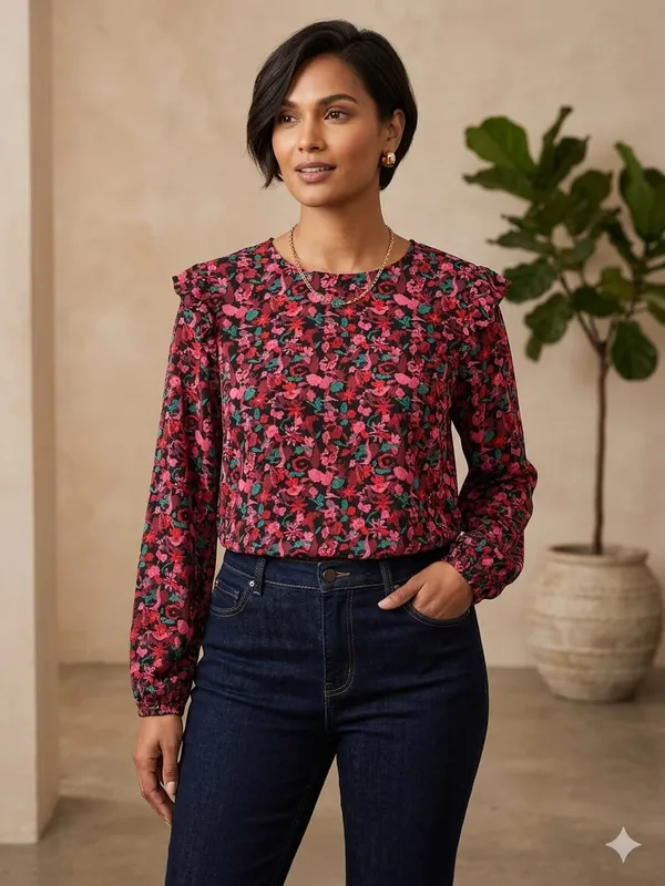 MULTI_COLOUR_CREPE_SHORT_TOP