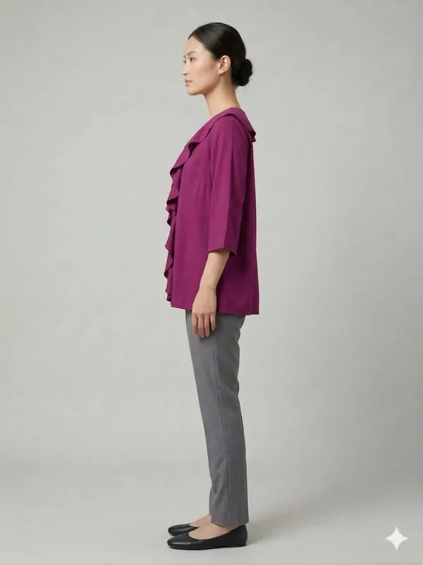 Magenta_Cascading_Ruffle_Blouse