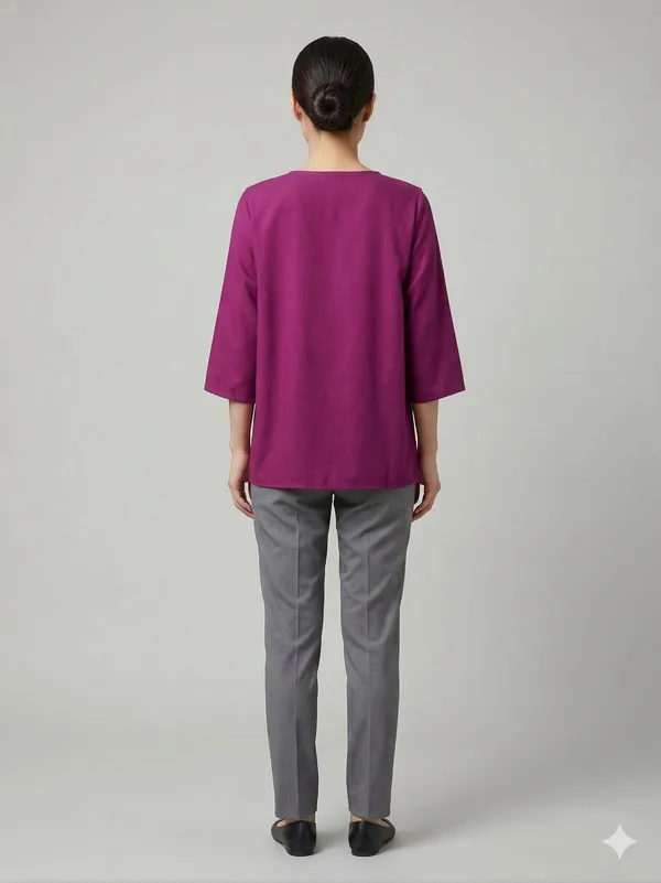 Magenta_Cascading_Ruffle_Blouse