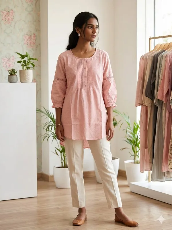 PEACH_COTTON_SHORT_KURTI