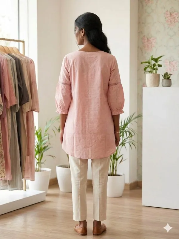 PEACH_COTTON_SHORT_KURTI