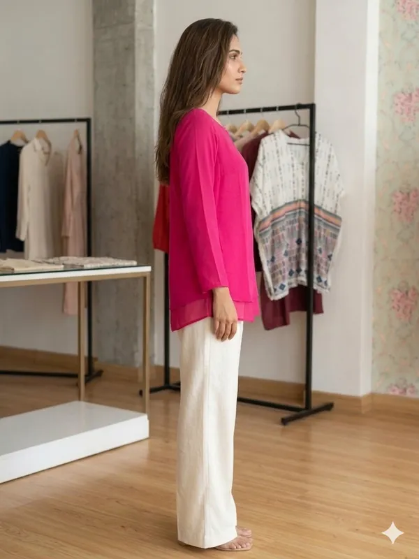 PINK_GEORGETTE__SHORT__KURTI