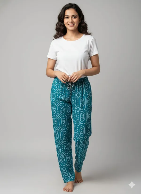 Green_Cotton_Printed_Pyjama_For_Women