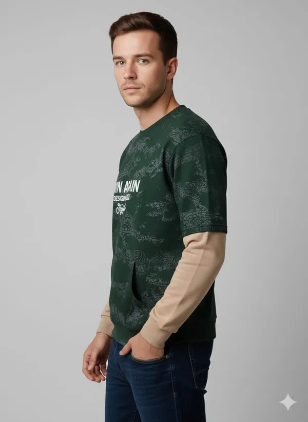 Dark_Green_Cotton_Premium_&_Elegant_Printed_T-Shirt_For_Men