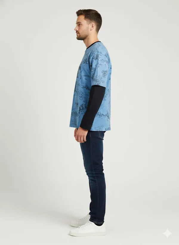 Blue_Cotton_Premium_&_Elegant_Printed_T-Shirt_For_Men