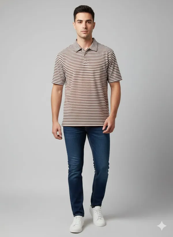 Brown_Cotton_Premium_&_Elegant_Strip_Polo_T-Shirt_For_Men